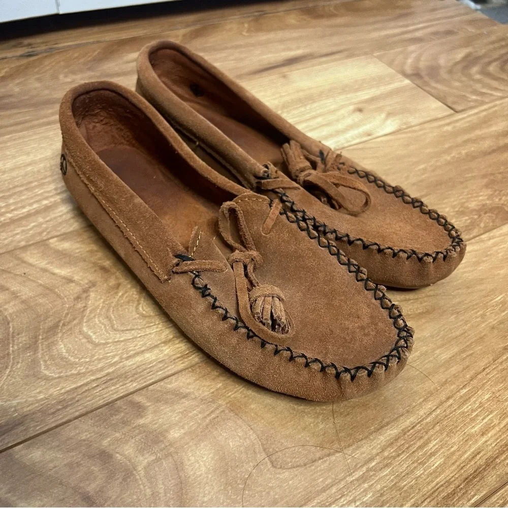 Peace Moccasins Women’s Brown Suede Moccasins Size 8.5 | Leather Tassel Loafers - Picture 1 of 6